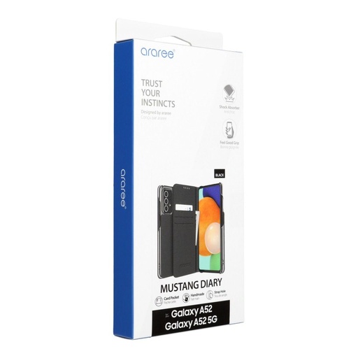 Samsung Galaxy A52 / A52 5G / A52s 5G ARAREE Mustang Diary prémium notesz tok (Fekete)