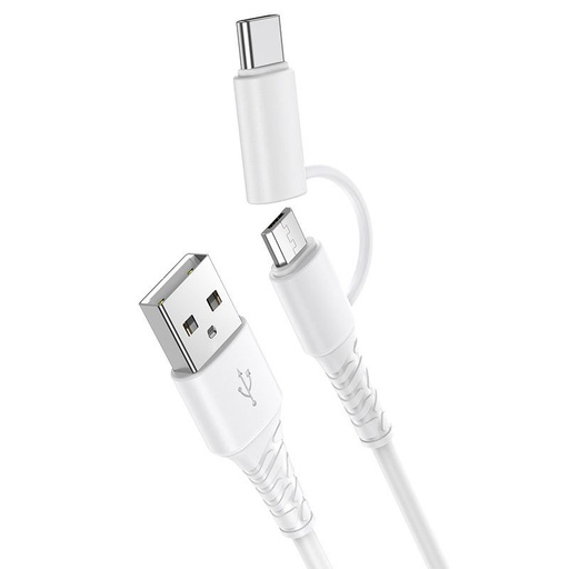 Hoco X54 2in1 kábel (microUSB + lightning), 1M, 2.4A, fehér