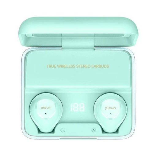 Picun W13 vezeték nélküli headset, BT 5.0, LED állapotjelző, menta