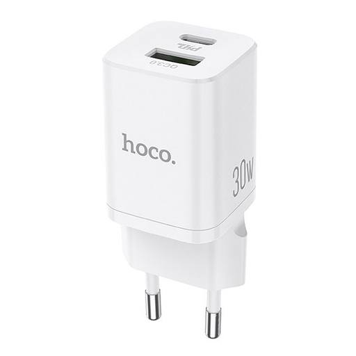 Hoco N13 hálózati gyorstötlő (QC, PD), PD 30W + QC 3.0, fehér