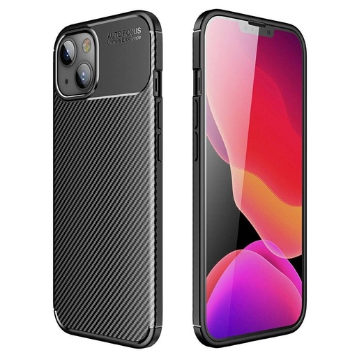 Apple iPhone 13 carbon fiber szilikon hátlap tok (Fekete)