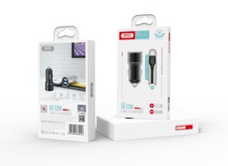 XO TZ09 autós töltő (Fekete) – 2×USB, microUSB kábel, alumínium ház, 12W