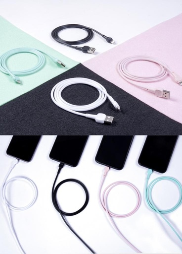 XO NB132 micro USB adatkábel Macaron (Fehér) – merevített vég