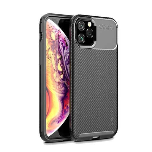 Apple iPhone 11 carbon fiber szilikon hátlap tok (Fekete)