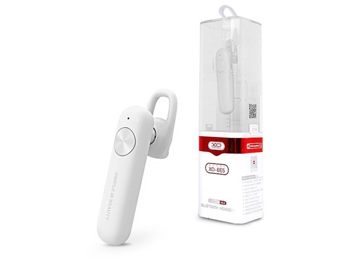 XO BE5 bluetooth headset, BT v4.2, 2 óra töltési idő, 4 órányi zene/hívás, Micro USB töltés, fehér