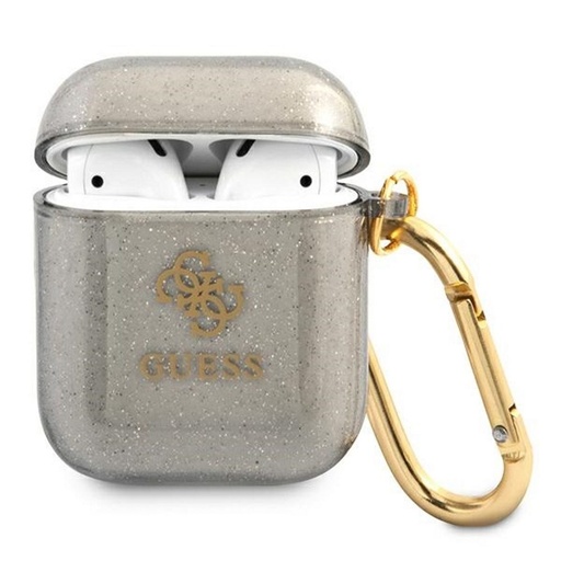 AirPods 1/2 Guess 4G TPU Glitter tok (Fekete) - GUA2UCG4GK