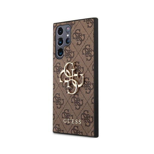 Samsung Galaxy S22 Ultra Guess PU 4G Metal Logo tok (Barna) - GUHCS22L4GMGBR