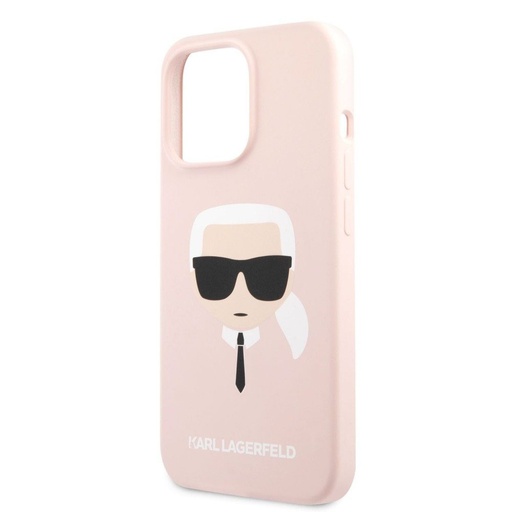 Apple iPhone 13 mini Karl Lagerfeld Liquid Silicone Karl Head tok (Világos rózsaszín) – KLHCP13SSLKHLP