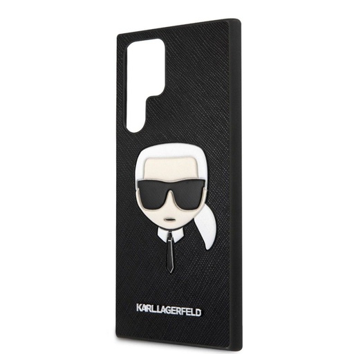 Samsung Galaxy S22 Ultra Karl Lagerfeld PU Saffiano Karl Head tok (Fekete - KLHCS22LSAKHBK)