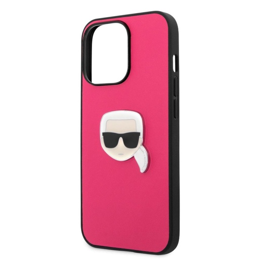 Apple iPhone 13 Pro Karl Lagerfeld PU Leather Karl Head tok (Rózsaszín) – KLHCP13LPKMP