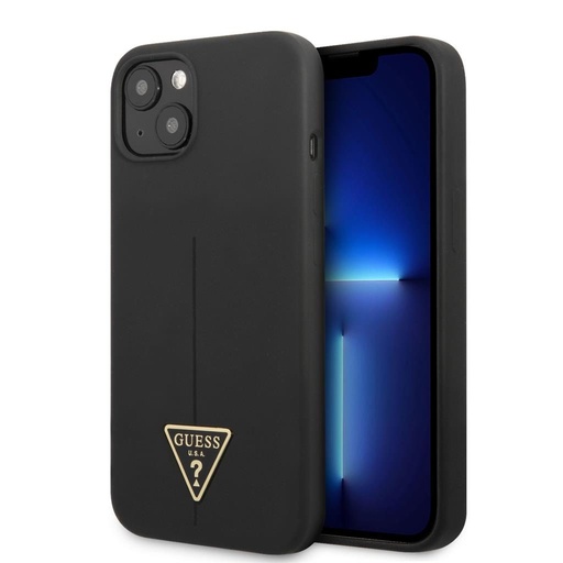 Apple iPhone 13 mini Guess Silicone Line Triangle tok (Fekete) - GUHCP13SSLTGK