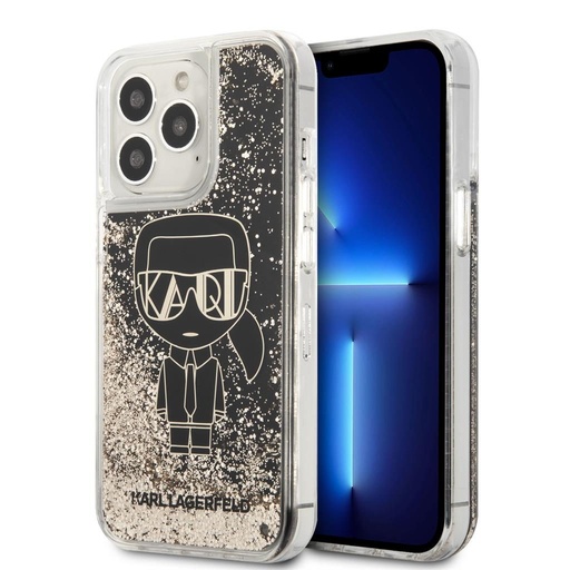 Apple iPhone 13 Pro Max Karl Lagerfeld Liquid Glitter Gatsby tok (Fekete) – KLHCP13XLGGKBK