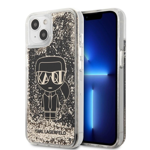 Apple iPhone 13 mini Karl Lagerfeld Liquid Glitter Gatsby tok (Fekete) – KLHCP13SLGGKBK