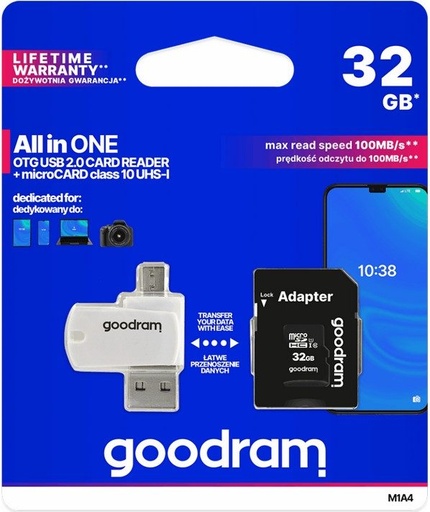 Goodram microSDHC + adapter + OTG olvasó 32GB class10 memóriakártya