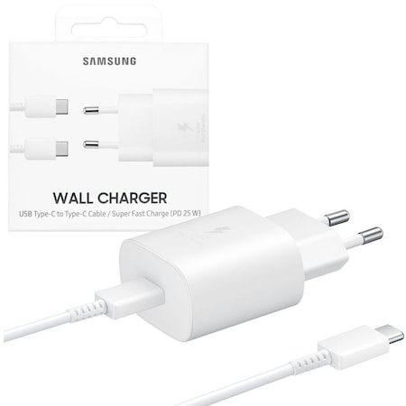 Samsung PD gyorstöltő USB-C kábellel 25W (Fehér) – ECO csomagolás