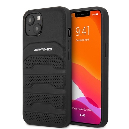 Apple iPhone 13 AMG bőr hátlap tok (Fekete) - AMHCP13MGSEBK