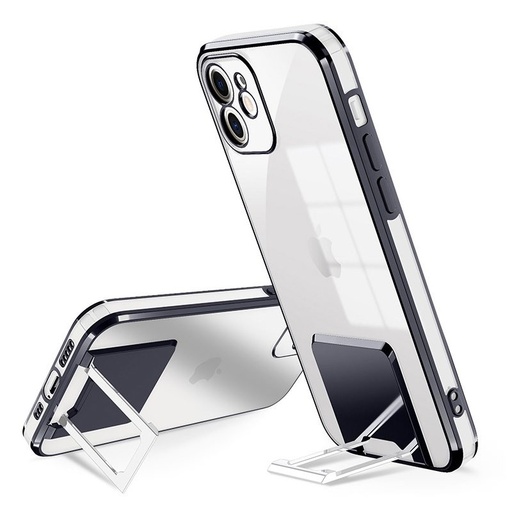 Apple iPhone 7/8/SE 2020/SE 2022 luxury kitámasztós hátlap tok (Fekete)