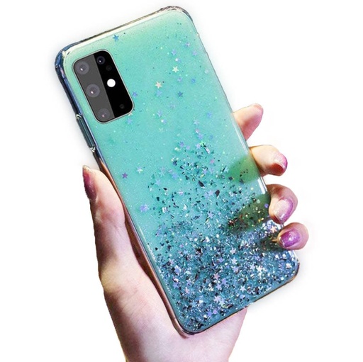 Samsung Galaxy A13 5G / A04S glue glitter hátlap tok (Zöld)