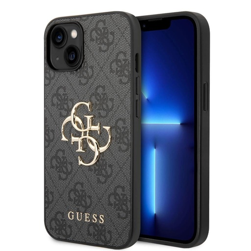 Apple iPhone 14 Plus Guess PU 4G Metal Logo tok (Szürke) - GUHCP14M4GMGGR
