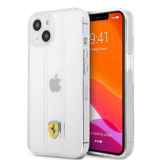 Apple iPhone 13 Ferrari 3D stripes prémium hátlap tok (Átlátszó) - FES3SHCP13MTR