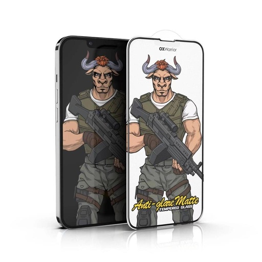 Apple iPhone 13 / 13 Pro / 14 / 16e OX Warrior Mr. Soldier ujjlenyomat mentes matt üvegfólia (Fekete)