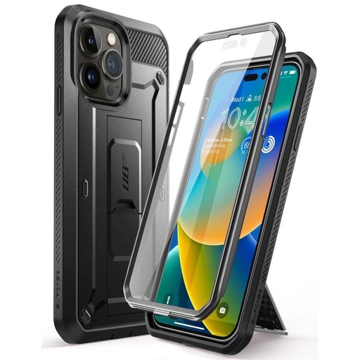 Apple iPhone 14 Pro Max Supcase Unicorn beetle strapabíró hátlap tok előlappal (Fekete)