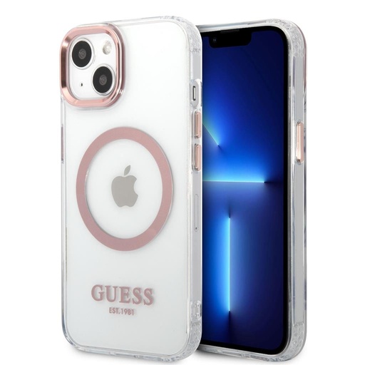 Apple iPhone 13 Guess átlátszó MagSafe tok (Rózsaszín) – GUHMP13MHTRMP