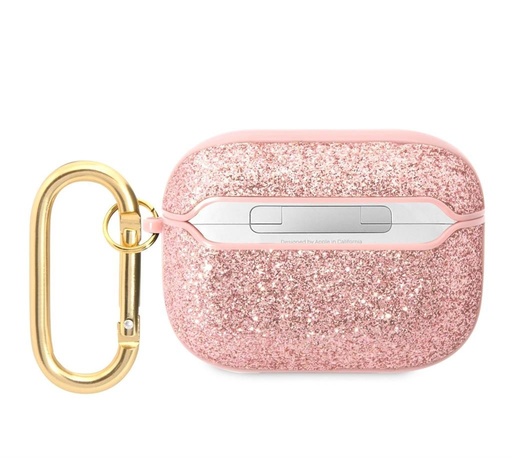 AirPods Pro Guess Glitter Flakes Metal Logo tok (Rózsaszín) - GUAPHGGSHP