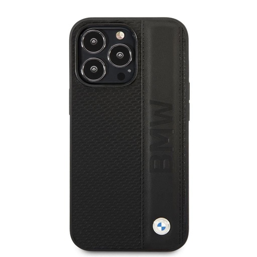 Apple iPhone 14 Pro Max BMW Signature Leather tok – Big Logo (Fekete) - BMHCP14X22RDPK