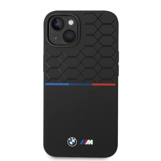 Apple iPhone 14 BMW M Liquid Silicone tok – Tricolor (Fekete) - BMHCP14S22SMPK