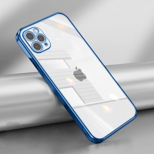 Apple iPhone 11 electroplate kameravédős szilikon hátlap tok (Kék)