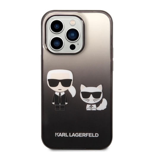 Apple iPhone 14 Pro Karl Lagerfeld Gradient Karl and Choupette tok (Fekete) – KLHCP14LTGKCK