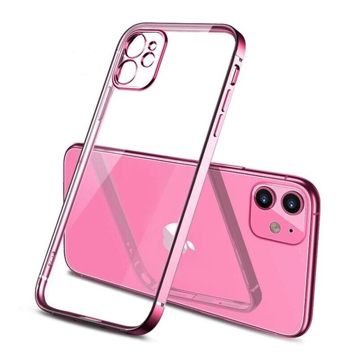 Apple iPhone 14 electroplate kameravédős szilikon hátlap tok (Rózsaszín)