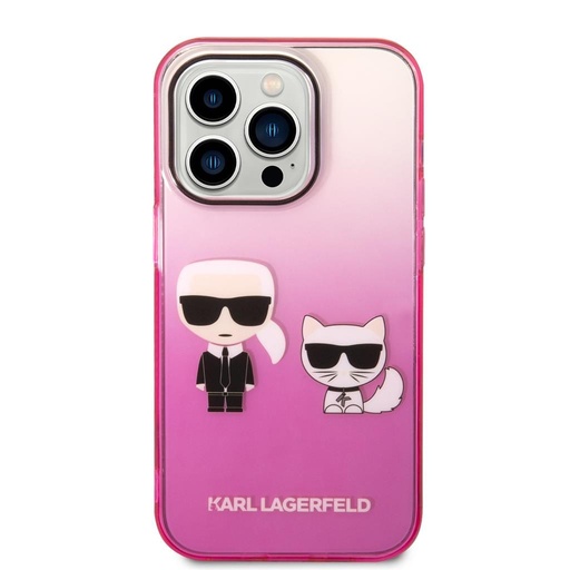 Apple iPhone 14 Pro Karl Lagerfeld Gradient Karl and Choupette tok (Rózsaszín) – KLHCP14LTGKCP
