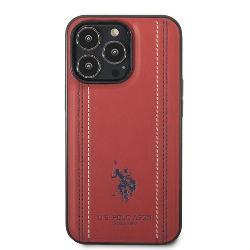 Apple iPhone 14 Pro U.S. Polo Stitched Lines hátlap tok (Piros) - USHCP14LPFAR
