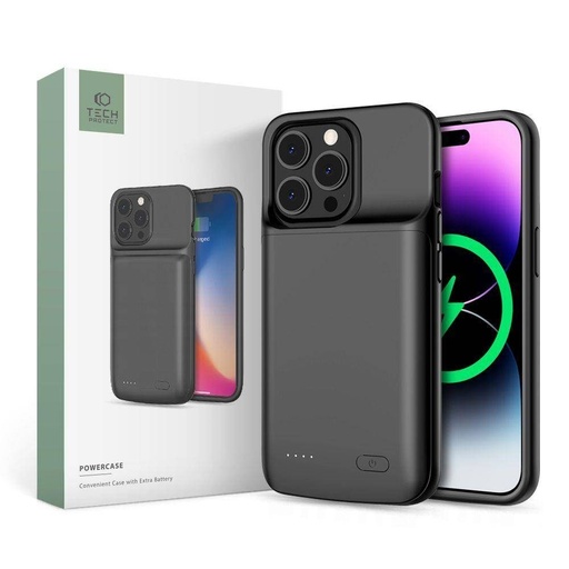 Apple iPhone 14 /14 Pro Tech protect powercase power bank hátlap tok (Fekete)