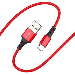 Borofone BX20 type-C kábel, szövet, 2A, 1m, piros