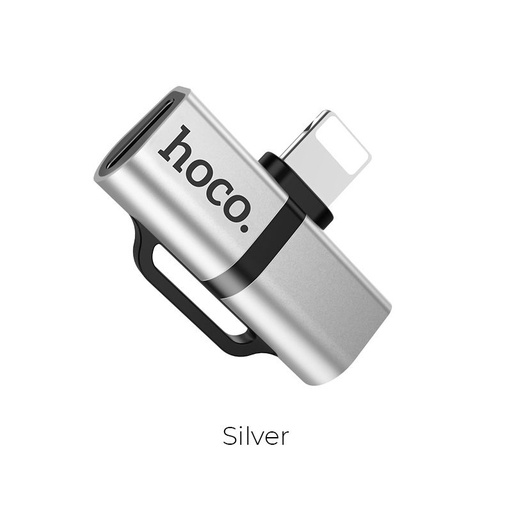 Hoco LS20 2in1 lightning elosztó (lightning audio+lightning töltő port), ezüst