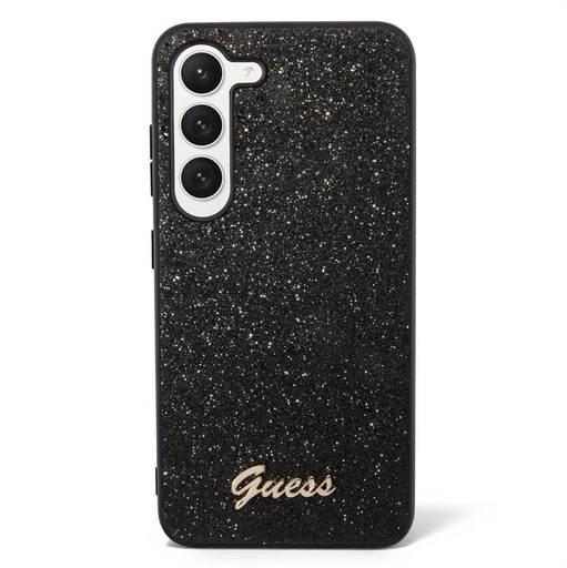 Samsung Galaxy S23+ Guess Glitter Flakes Metal Logo tok (Fekete) - GUHCS23MHGGSHK