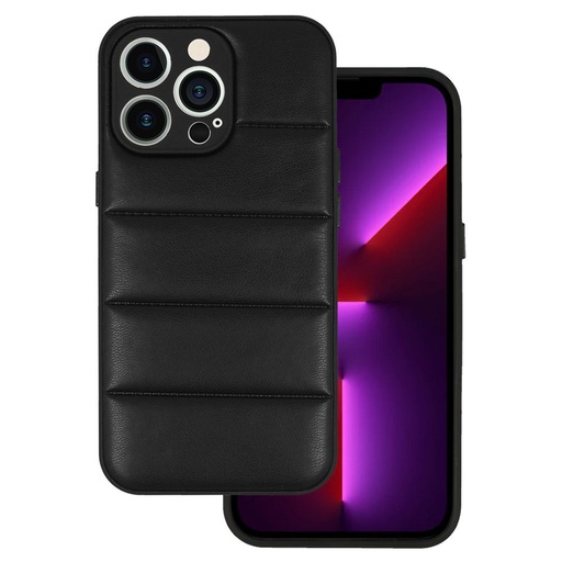Samsung Galaxy A13 5G / Galaxy A04s Leather 3D design 2 bőrhatású kemény hátlap tok (Fekete)