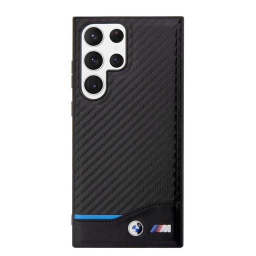 Samsung Galaxy S23 Ultra BMW M PU Carbon tok – Blue Line (Fekete) - BMHCS23L22NBCK