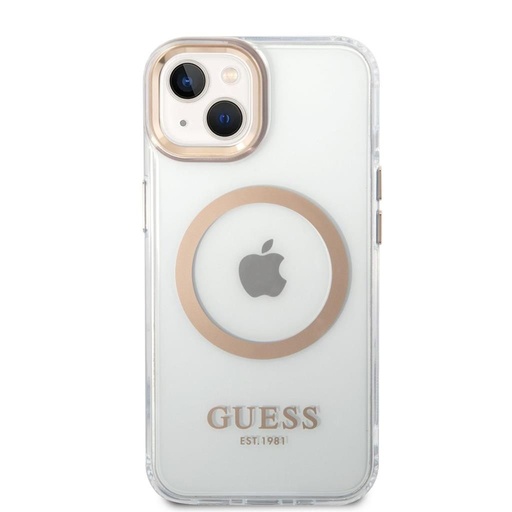 Apple iPhone 14 Guess átlátszó MagSafe tok (Arany) – GUHMP14SHTRMD