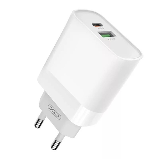 XO L64 PD 20W gyorstöltő (Fehér) – PD 20W + QC 3.0, USB-A + USB-C csatlakozó