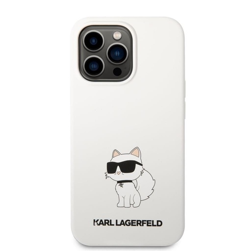 Apple iPhone 13 Pro Max Karl Lagerfeld Liquid Silicone Choupette NFT tok (Fehér) – KLHCP13XSNCHBCH