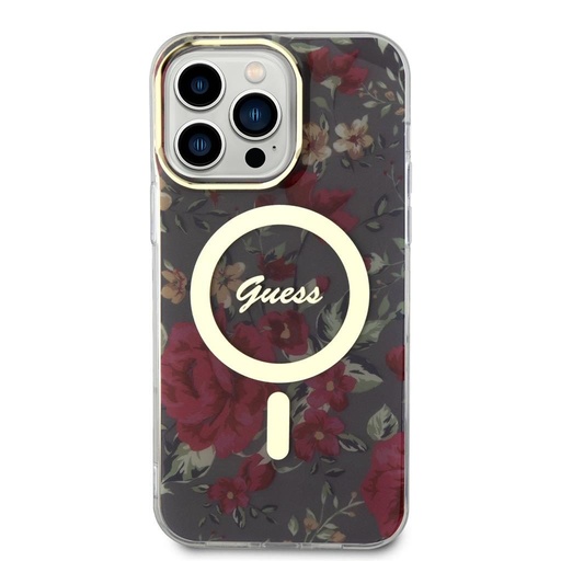 Apple iPhone 14 Pro Max Guess Flowers IML MagSafe tok (Khaki) - GUHMP14XHCFWSA