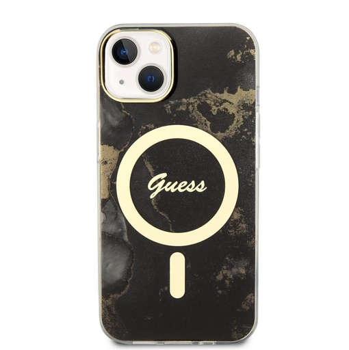 Apple iPhone 14 Guess Marble IML MagSafe tok (Fekete) - GUHMP14SHTMRSK