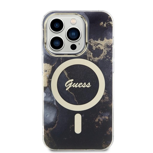 Apple iPhone 13 Pro Guess Marble IML MagSafe tok (Fekete) - GUHMP13LHTMRSK