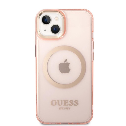 Apple iPhone 14 Plus Guess Translucent MagSafe kompatibilis tok (Rózsaszín) – GUHMP14MHTCMP