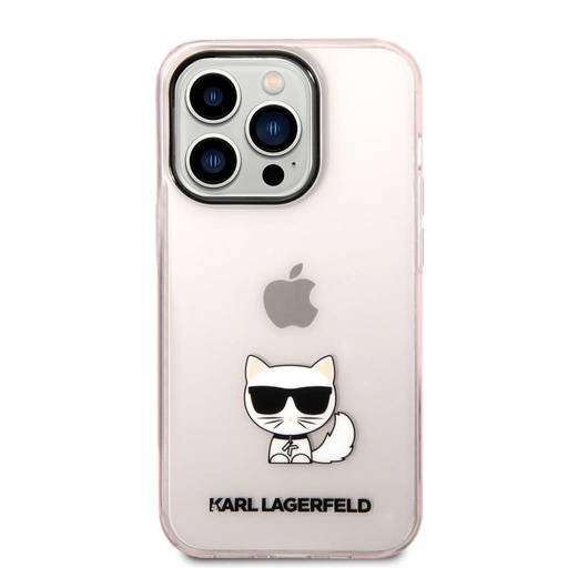 Apple iPhone 14 Pro (Rózsaszín) Karl Lagerfeld Choupette Logo tok - KLHCP14LCTTRI