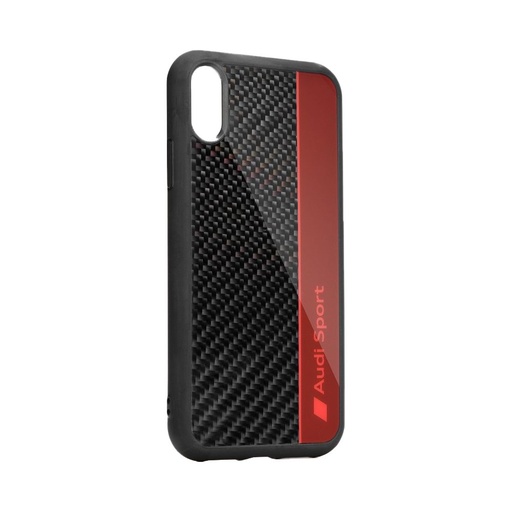 Apple iPhone X/ XS AUDI carbon fibre prémium hátlap tok, (Piros) - AUS-TPUPCIPXS-R8/D1-RD